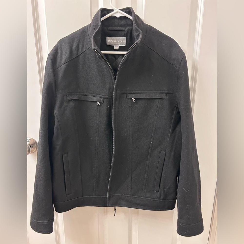 Michael Kors Mens Black Wool Jacket Polyester Lining